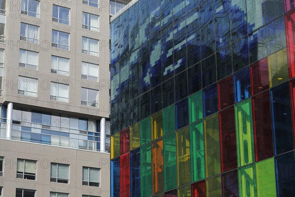 Colorful windows of the Palais des congres de Montreal