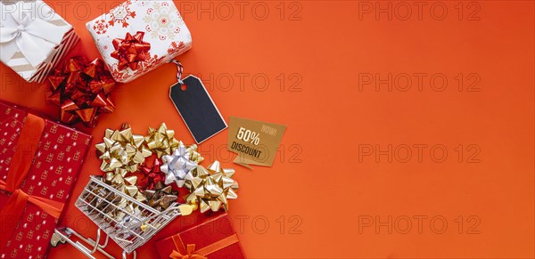 Top view christmas shopping composition. Resolution and high quality beautiful photo