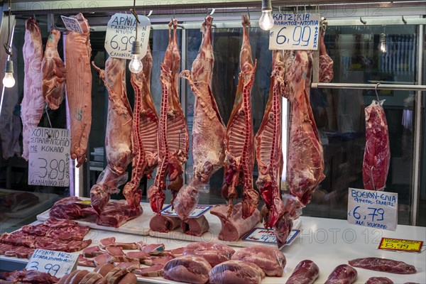 Raw meat at a stall