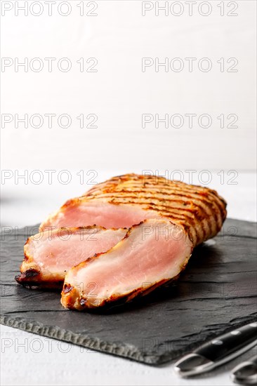 Close up view of roasted pork fillet