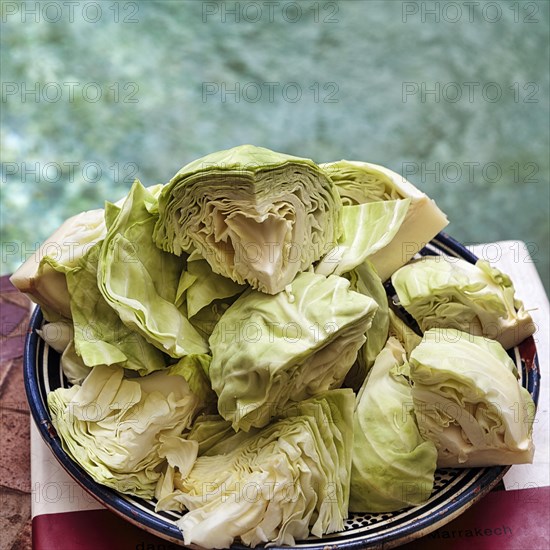 White cabbage in pieces on a plate