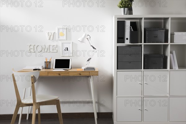 Neat tidy workspace with tablet desk