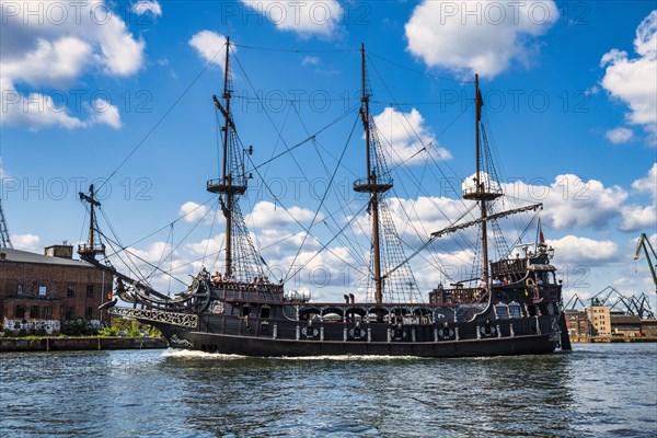 Tourist pirate ship in the harbour of Gdansk. Poland