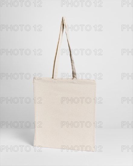 Front view fabric tote bag copy space
