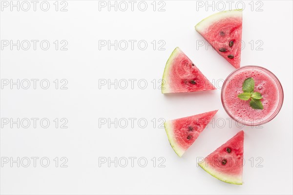 Top view of watermelon cocktail glass with copy space. Resolution and high quality beautiful photo