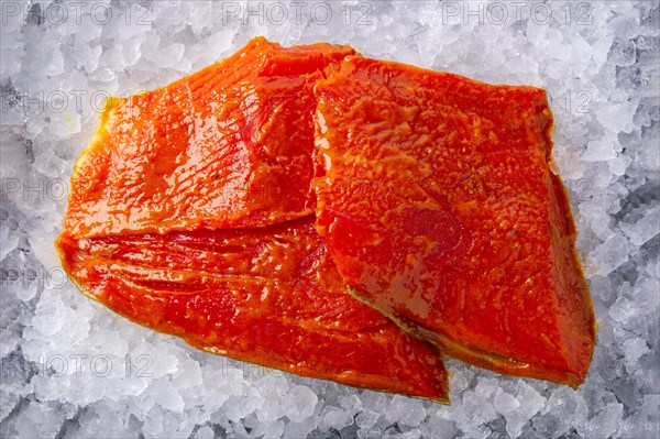 Salmon fillet marinated for grill