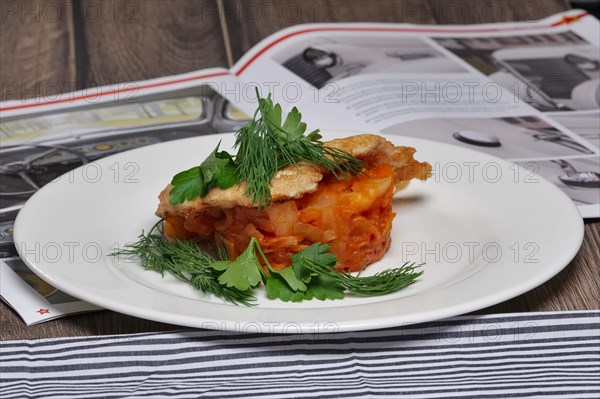 Fried fresh fish with vegetables