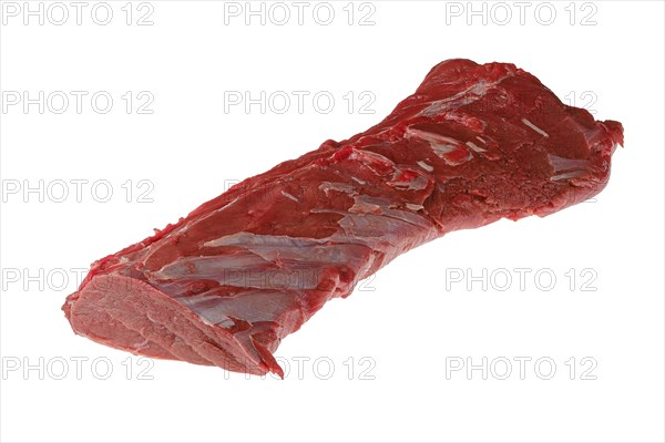 Raw fresh beef tenderloin roast isolated on white background