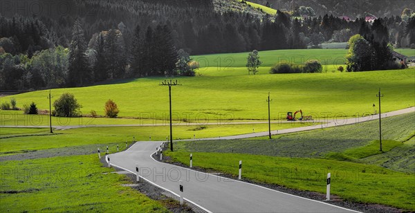 Forests and meadows and country road near Missen-Willhams