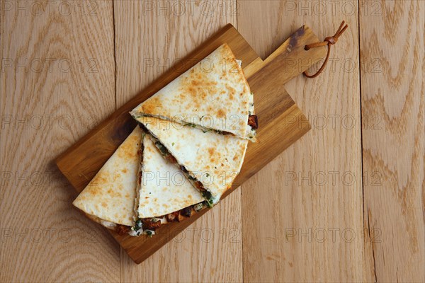 Top view of tortillas stuffed with meat