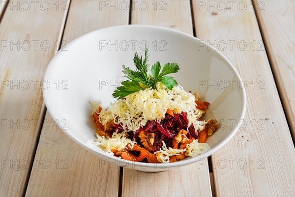 Top view of salad with beetroot