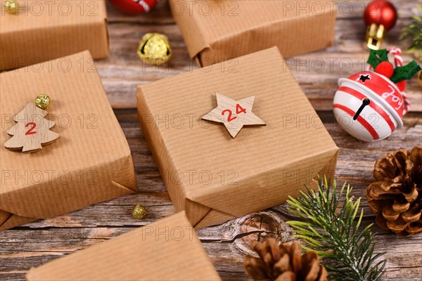 Homemade Advent calendar made from craft paper boxes