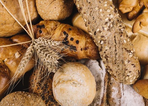 Ear wheat whole grain loaves different bread