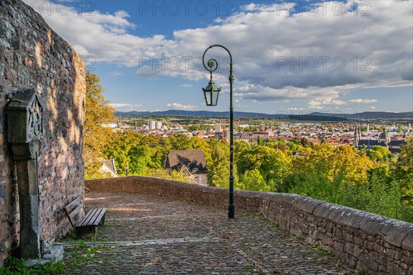 Old Way of the Cross to Frauenberg with view to the town in early autumn