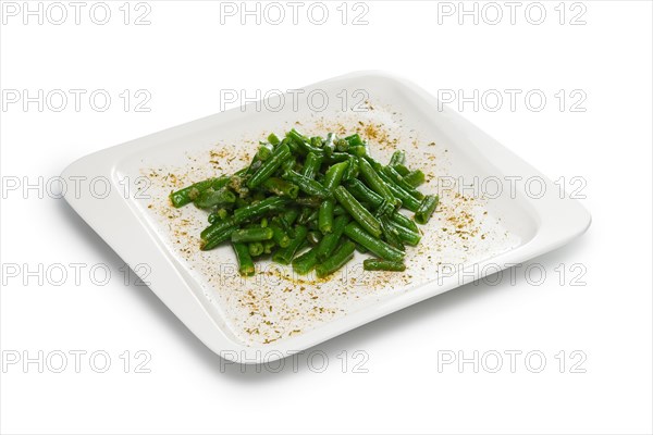 Layout for menu. Plate with fried green beans