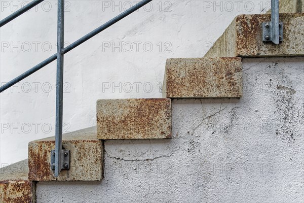 Stair treads with metal railing