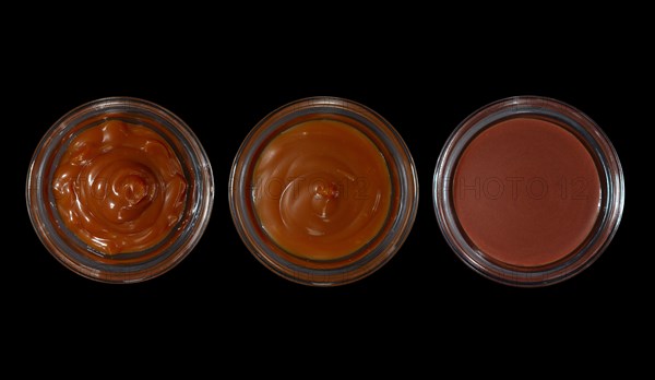 Top view of pots with caramel