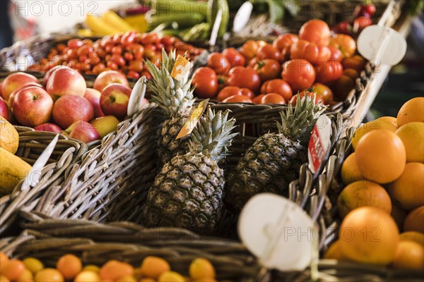 Variation fruits wicker basket market place. Resolution and high quality beautiful photo