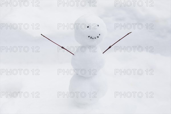 Funny snowman snow bank