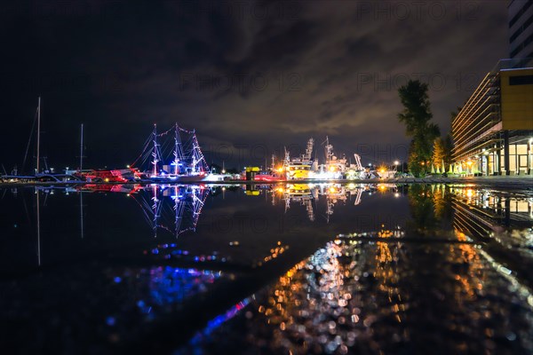 Beautiful night photo at the yacht port