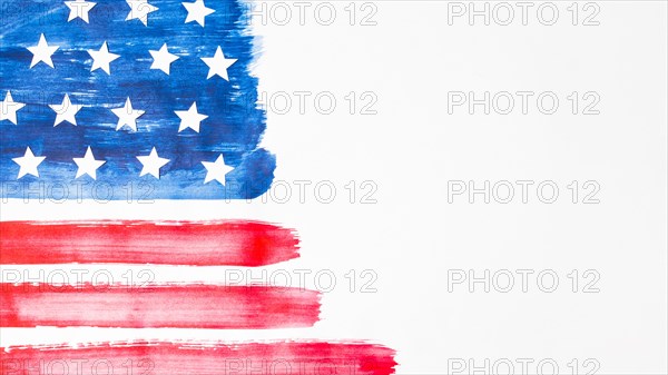 Hand drawn watercolor usa flag white background