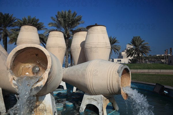 Fountains made from water jugs in Doha