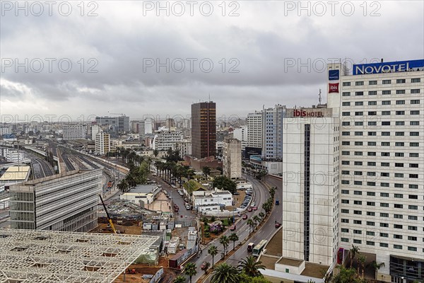 View from above of hotels and skyscrapers