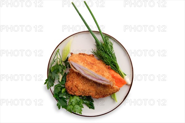 Baked cutlet stuffed with ham and cheese
