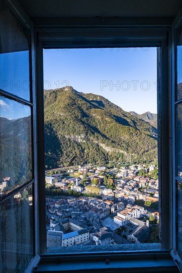Overlook over Varallo from the Unesco world heritage site Sacro Monte de Varallo
