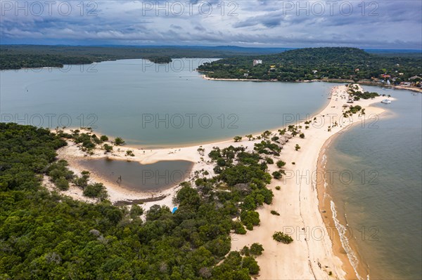 Long sandy beach in Alter do Chao along the amazon river