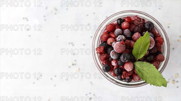Top view smoothie with frozen fruits. Resolution and high quality beautiful photo