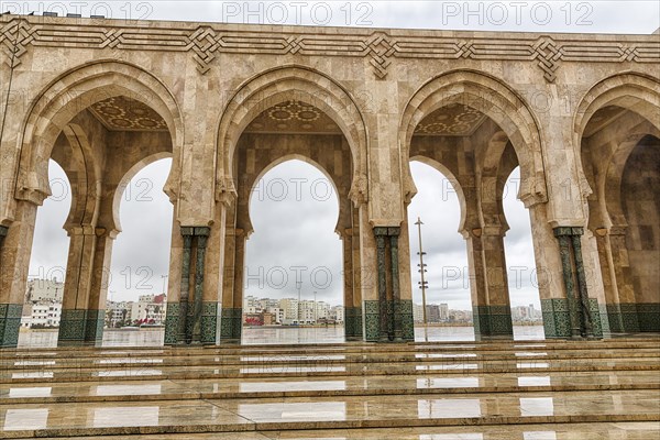 View of the city through ornate archways