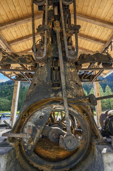 Gear train of an old wood sawing machine