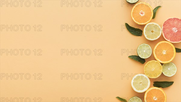 Slices oranges lemons copy space. Resolution and high quality beautiful photo