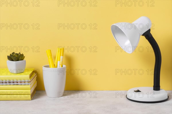 Workspace arrangement with books lamp. Resolution and high quality beautiful photo