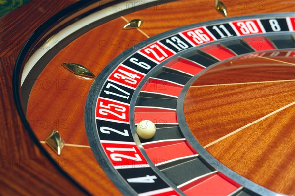 Casino Roulette with ball. Winning combination