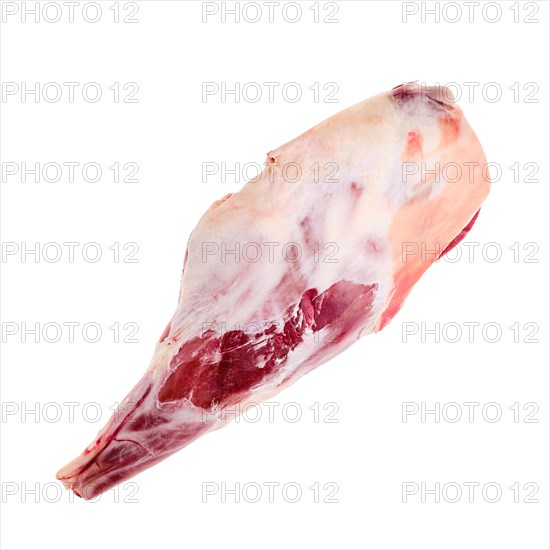 Fresh raw lamb leg isolated on white background