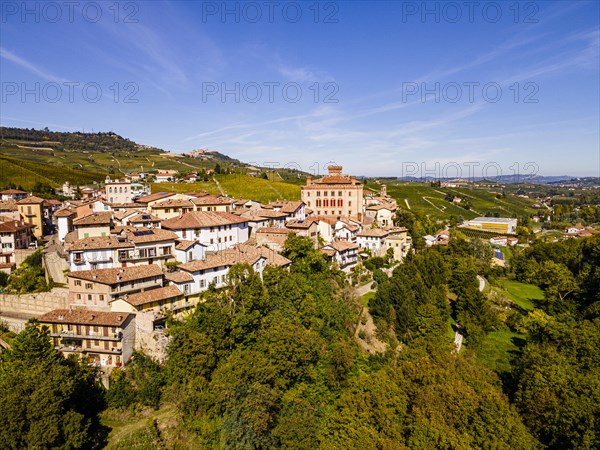 Aerials of the wineyards around Barolo