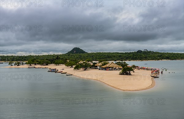 Long sandy beach in Alter do Chao along the amazon river