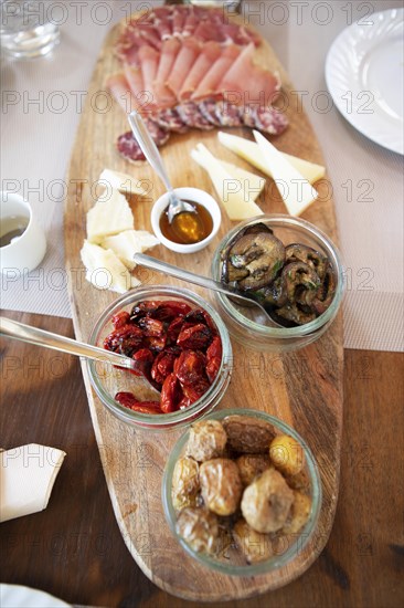 Traditional platter from the region with cheese and ham