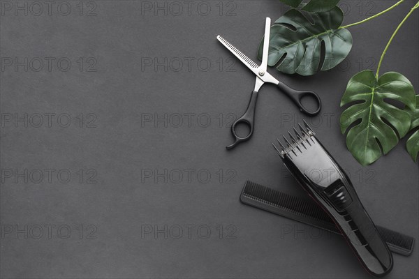 Scissors hair trimmer copy space