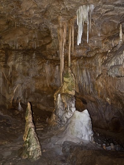 Stalagmites and stalactites in the Baerenhoehle