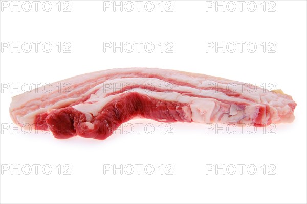 Raw fresh pork belly slice isolated on white background