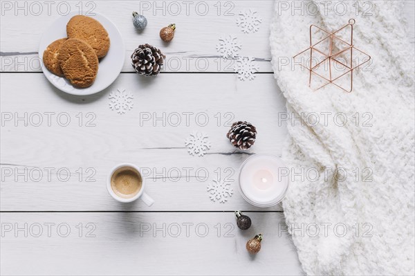 Christmas composition cookies with candle