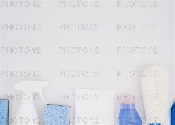 Row cleaning products white background