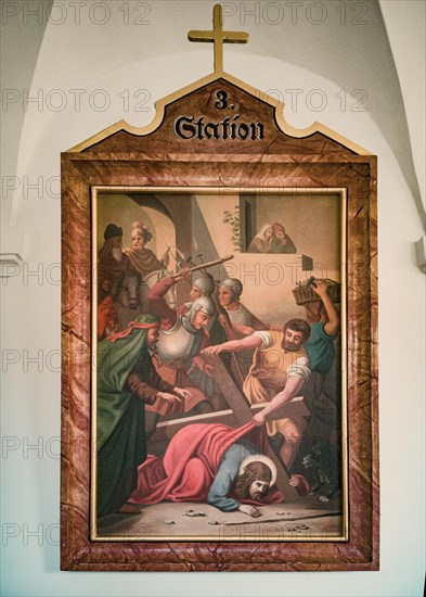 Stations of the Cross by an unknown artist in the ambulatory of the Catholic pilgrimage church of the Holy Trinity in Kappl