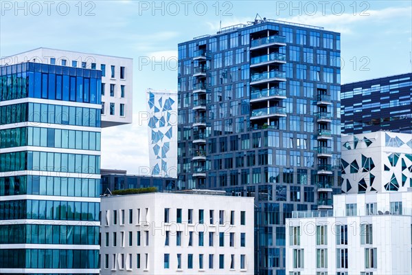 Oslo skyline modern city architecture buildings real estate office building in the Barcode District in Oslo