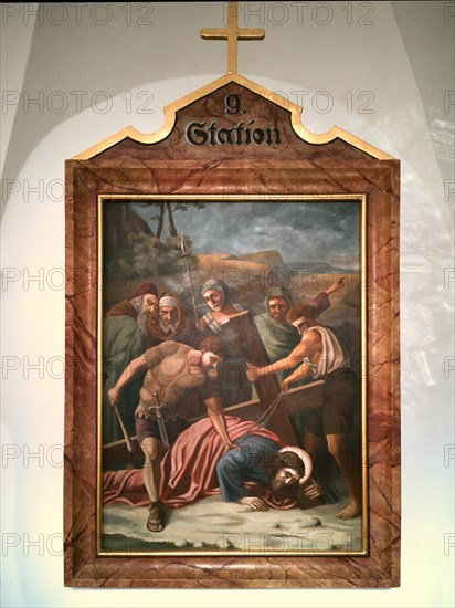 Stations of the Cross by an unknown artist in the ambulatory of the Catholic pilgrimage church of the Holy Trinity in Kappl