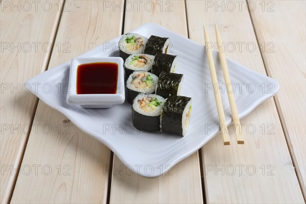 Set of rolls with salmon