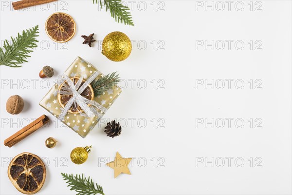 Collection different christmas decorations